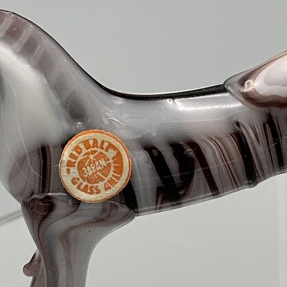 Vtg Red Wall Glass Animal Japan Horse Figurine Multicolor Handblown Glass Zebra - Picture 4 of 13